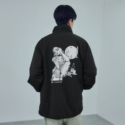 描き下ろし美人画ナイロントラックジャケット ムーンライトロケット